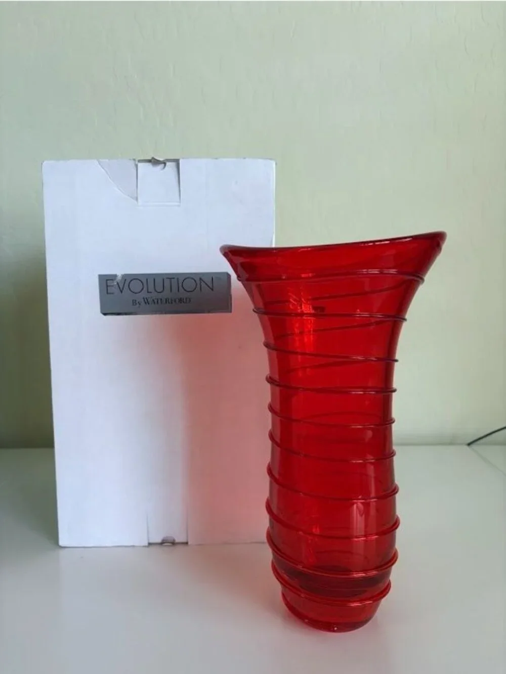 Red & Amber Swirl Glass Vase By Waterford Evolution Poland - 11